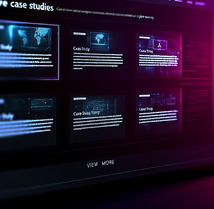 A website page showing case studies on cyber, dark-1