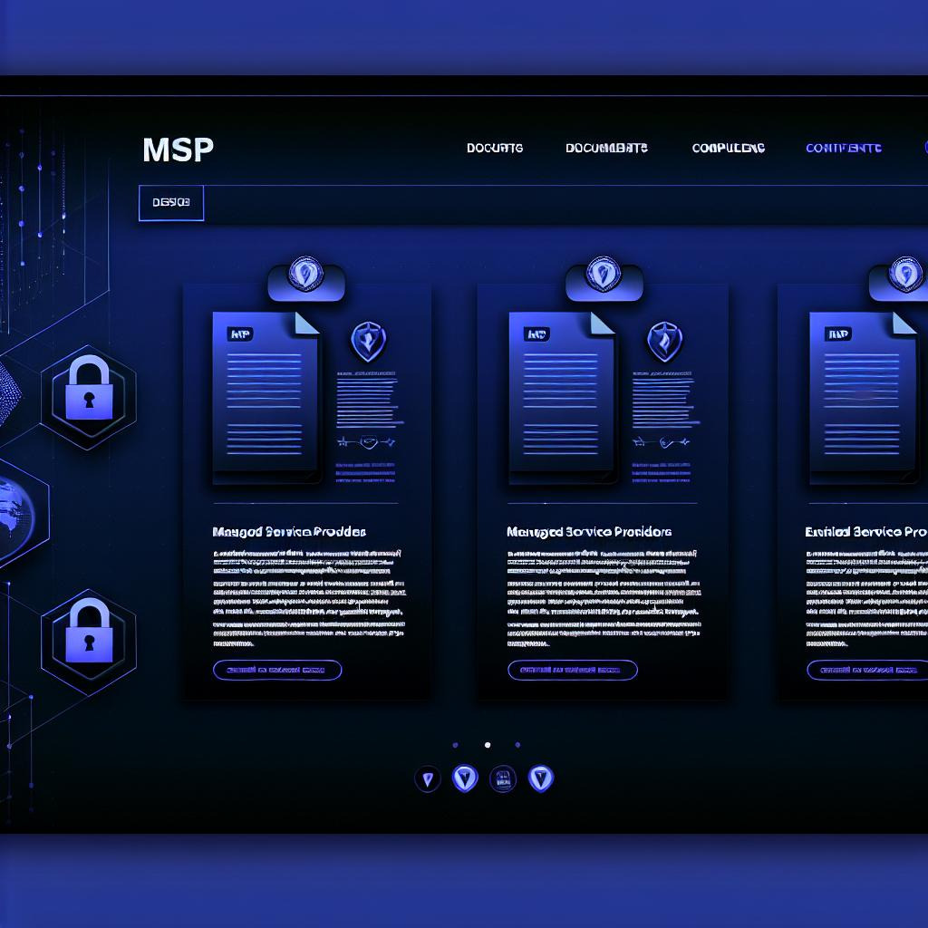 a dark blue website page for cyber that lists MSP documents-1